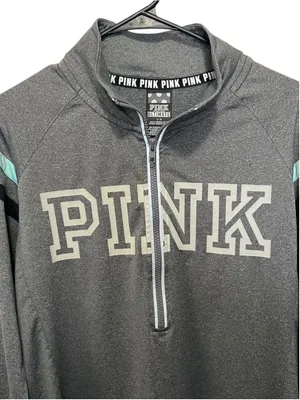 Victoria's Secret PINK Ultimate Grey Quarter Zip Athletic Pullover Top thumbnail 2