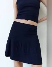 Zara Ribbed Knit Flounce Mini Skirt thumbnail 1