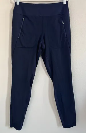 Athleta Peak Hybrid Fleece Tight Leggings Womens Large Navy Blue Outdoor Camping thumbnail 1