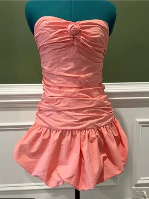 Betsey Johnson Strapless Pink Ruched Bubble Hem Dress size XL thumbnail 6