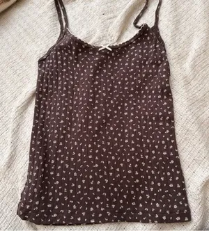 Brandy Melville Dark Brown Floral Camisole thumbnail 1