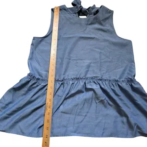Ann Taylor Chambray Bow Tie Back Peplum Sleeveless Top Blouse Size Small thumbnail 10