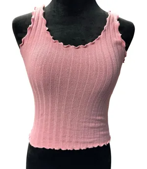 Altar'd State Womens Ribbed‎ Lettuce Edge Tank Top Pink Scoop Neck Sleeveless M thumbnail 1