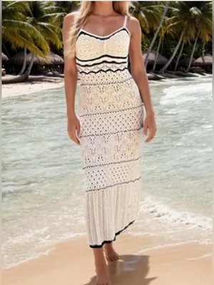 Commense Paros Crochet Eyelet See Through Midi Dress size XS NEW $50 thumbnail 5