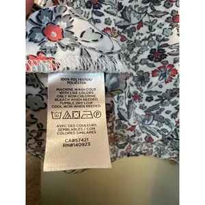 Loft Womens Size Large Blouse Short Flutter Sleeve Button Front Floral Butterfly thumbnail 11