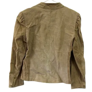 Vintage Suede Tan Open Front Pocket Jacket Puff Sleeve Womens Juniors 9 10 thumbnail 9