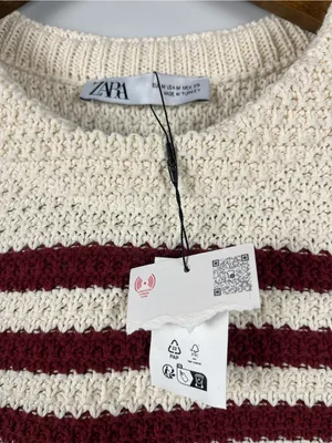 Zara Striped Sleeveless chunky knit Sweater cream/brown/gold NWT size medium thumbnail 5