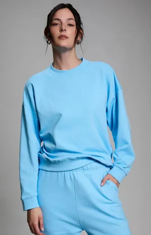 YEAR OF OURS Sky Blue Oversized Crewneck Sweatshirt XS/S 100% Cotton thumbnail 1