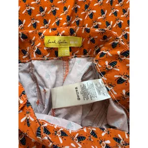Sarah Gordon x Maeve The Colette Wide-Leg Crop Pants Orange Bee Print Size 4 thumbnail 6
