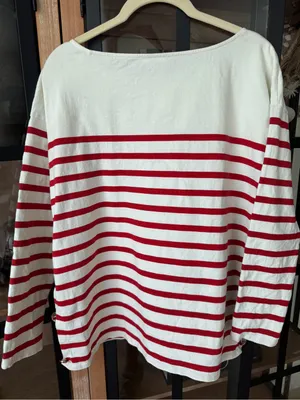 Sézane striped nautical sweater boatneck button longsleeve top correntine cotton thumbnail 5