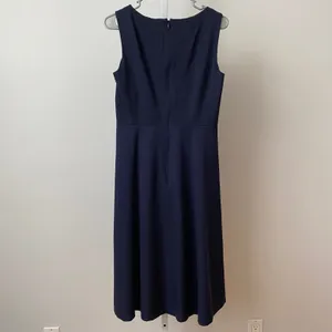 J.Crew‎ 6 Navy Blue Wool Midi Dress Career Minimalist Preppy Workwear thumbnail 6