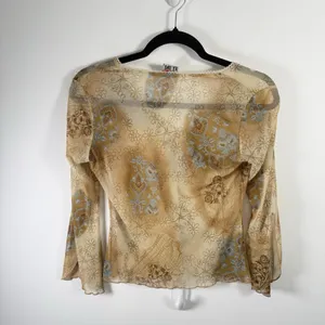U.S Tops Vintage Y2k Fairy Brown Floral Sheer Bell Sleeve‎ Top Womens Small? thumbnail 6