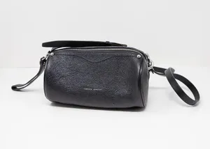 Rebecca Minkoff Barrel Circular Long Genuine Leather Crossbody Purse Bag Black thumbnail 1