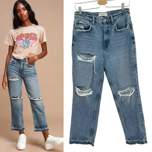 Free‎ People Lita Light Wash Distressed High-Waisted Slim Leg Jeans Size 28 thumbnail 2
