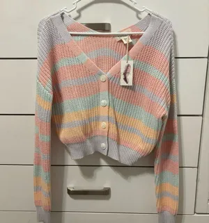 Jessica Simpson Pastel Stripe Cardigan NWT thumbnail 1