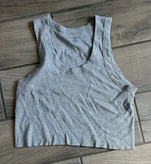 Brandy Melville Light Gray Ribbed Crop Top thumbnail 1