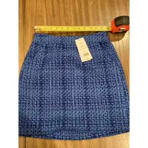 French Connection Azzurra Tweed Plaid Mini Skirt Blue NWT MSRP $98 size 2 thumbnail 9