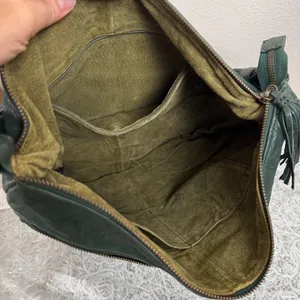 Pallie Bags Phin Forest Green Leather Hobo Slouchy Purse Twisted Strap Tassel thumbnail 8