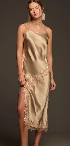 Anthropologie By Asymmetrical Lace Slip Dress thumbnail 1
