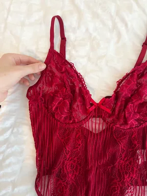 STUNNING LACE BODYSUIT Red Size L thumbnail 4