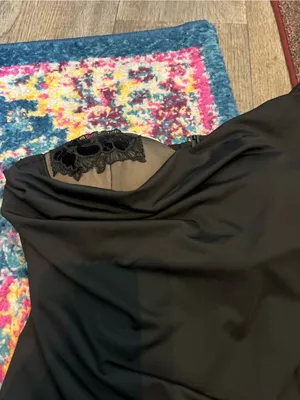 NWT Charlie suede London Black Draped Lace-Trim Top thumbnail 7