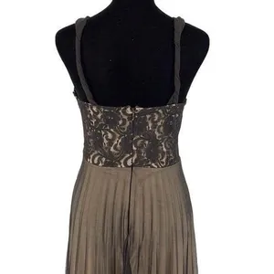 Vintage Roulette Lace Accordion Pleated Semi Sheer Lined Dress Black Size Medium thumbnail 7