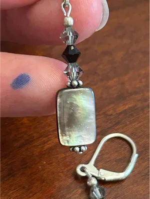 C437 Earrings 925 sterling silver very nice mother of pearl thumbnail 9
