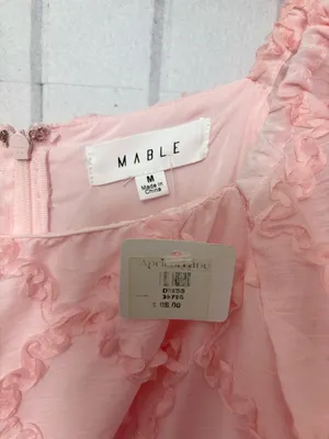 Mable Ribbon Textured Puff Sleeve Babydoll Mini Dress In Baby Pink‎ Size M thumbnail 6