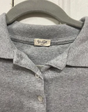Brandy Melville Grey Polo Long Sleeve Top thumbnail 2