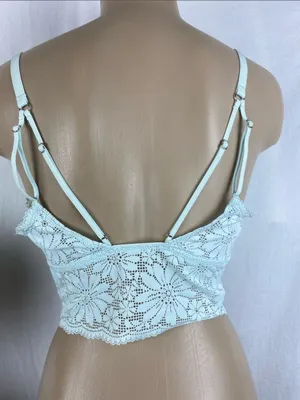 Aerie Sky Blue Lace Padded Bralette Bra Top L thumbnail 3
