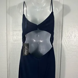 LA FEMME Navy Ruched Jersey Trumpet Gown Dress SIZE 6 NWT thumbnail 14