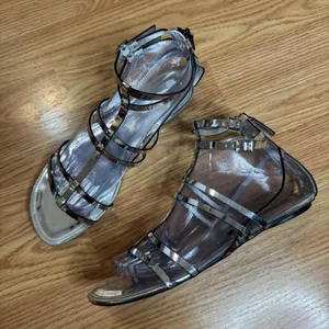 Tory Burch Women's Capri Gladiator Metallic Silver Sandals Size 9M thumbnail 2