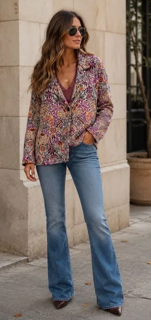 J. Jill Floral Knit Cardigan in Purple, Pink and Cream thumbnail 1