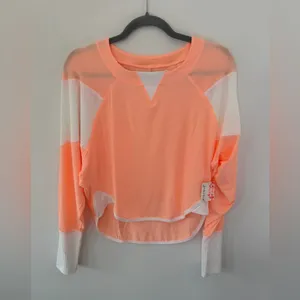 FP Movement by Free People Peach and White Long Sleeve Top size small thumbnail 3