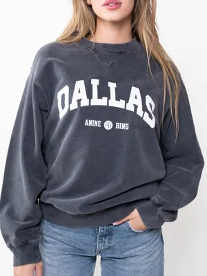 Anine Bing Dallas Ramona Sweatshirt University of Dallas in Washed Black NWT thumbnail 1