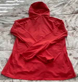 Orange Coral Hooded Full Zip Lined Pockets Logo Windbreaker, size M thumbnail 8