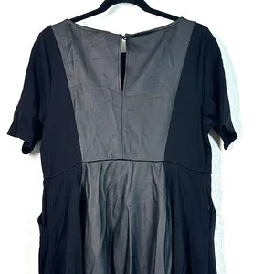 1X 14-16 Torrid black faux-leather panel fit-and-flare short-sleeve dress Mini thumbnail 7