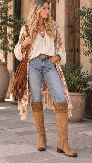 Nurture Tall Suede Boots with Paisley Tooled Detailing NEW 10 boho style paisley thumbnail 1