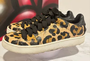Coach High Line Wild Beast Leopard Print Pebble Leather Low Top Sneakers Sz 8.5 thumbnail 1