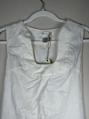 NWT MSSP/ MAX STUDIO Cream Linen Embroidered Sleeveless Dress Sz XS Sheath thumbnail 7