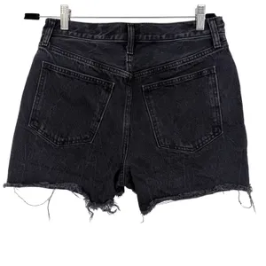 Abercrombie & Fitch High‎ Rise Denim Shorty Shorts Black Distressed Size 29 thumbnail 3