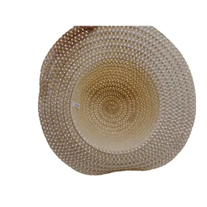 Tan Wide Floppy Brim Beach Garden Paper Straw Hat White Removable Bow Womens OSF thumbnail 3