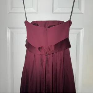 WHITE By Vera Wang • Long Strapless Bridesmaid Dress • Belt • Burgundy/Wine • 2 thumbnail 6