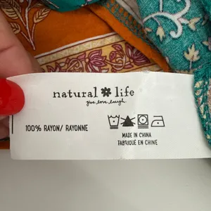 Natural Life Avery Midi Dress‎ Boho Floral Button Front Teal Orange Rayon XS/S thumbnail 7
