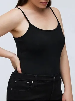 MADEWELL Black Tank Spaghetti Strap Thong Adjustable Body Suit Medium thumbnail 1