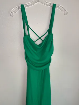 NWT Selfie Leslie Green Square-Neck Ribbed Midi Dress with Side Slit thumbnail 6