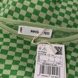 NWT MANGO Checks knitted sweater Green Shimmery Small y2k thumbnail 8