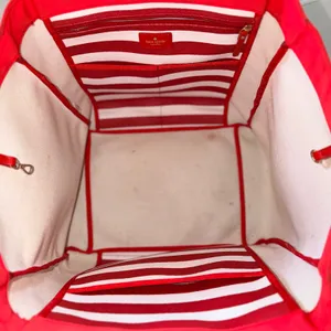 Kate Spade Kenneth Modern Tote Women XL‎ Red White Striped Nautical Shoulder Bag thumbnail 16