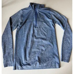 Nike‎ Dri-FIT Running Quarter Zip Performance Athletic Top Heathered Blue M thumbnail 1