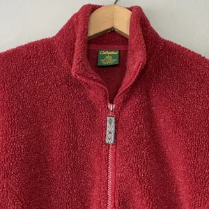 Cabelas Berber Fleece Womens Size Large Red Zip Jacket Gorpcore Country Sherpa thumbnail 2